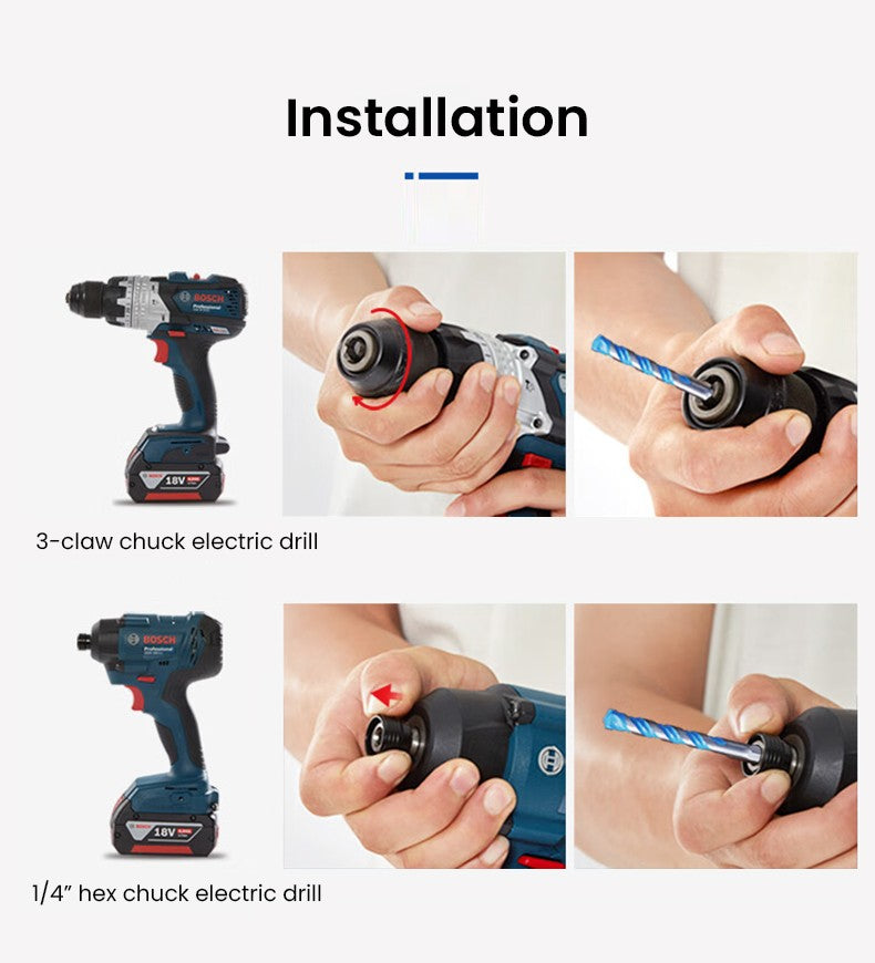 Brocas Bosch Série Expert HEX-9 Hard Ceramic e Multi Construction para Paredes de Tijolo Betão Metal Madeira 5 Peças
