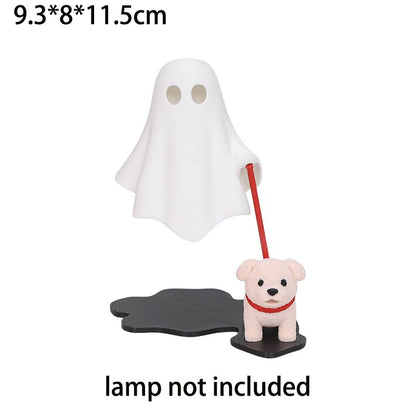 3D Printed Cute Ghost With Dog Figurine Statue Home Bedroom Desk Decoration Halloween