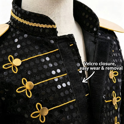 Kids Black Sequin Michael Jackson Jacket Gloves Set Boys MJ Cosplay Costume Halloween Tap Dance Stage Performance Outfit