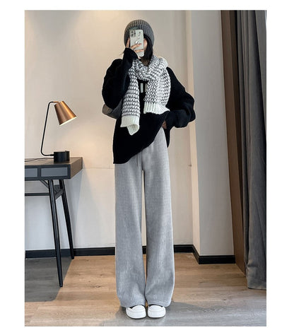 Pants Women Thickened Lamb Fleece Wide Leg Pants Plus Velvet Women's Autumn Winter Fashion Loose Pants Cashmere Casual Pants