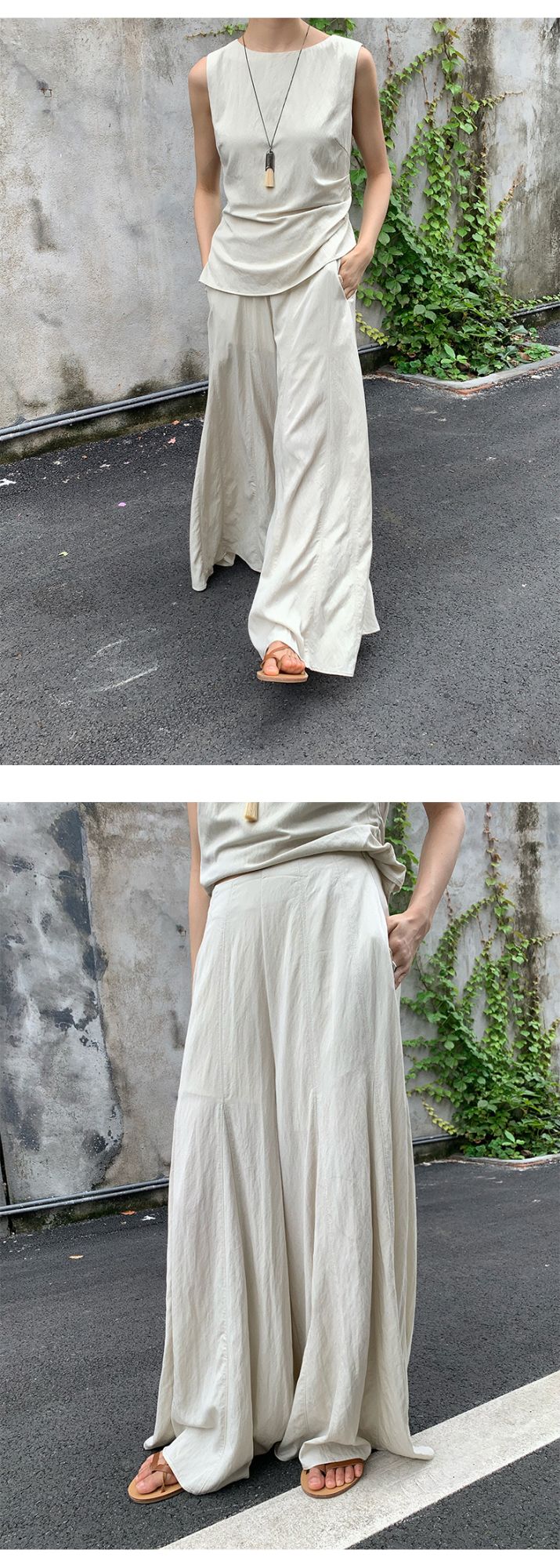 Neihe Summer Fashion Casual Wide Leg Denim Skirt Pants High-End Sensation Women's Long Pants Nine Points Seven Points Five Point