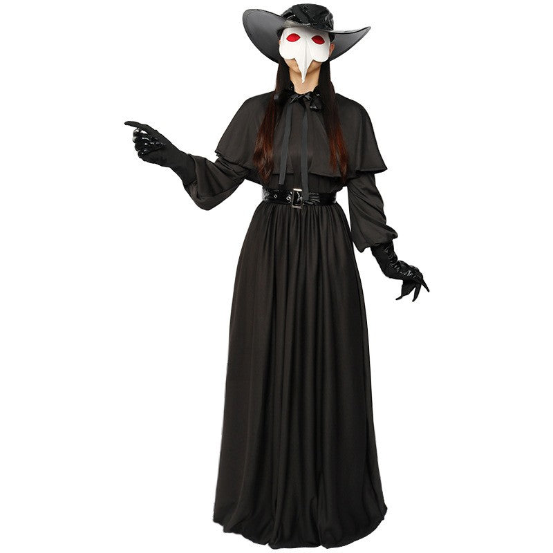 Medieval Robe Plague Doctor Cosplay Costume Bird Crow Long Mouth Mask Suit Monk Steampunk Priest Wizard Halloween Party Cloak