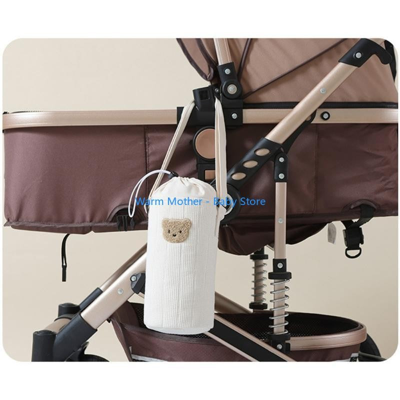 Portable Baby Bottle Carrying Case Storage Bag for Easy Feeding Water Cup Organiser with Lovely Bear Embroidery 57QE