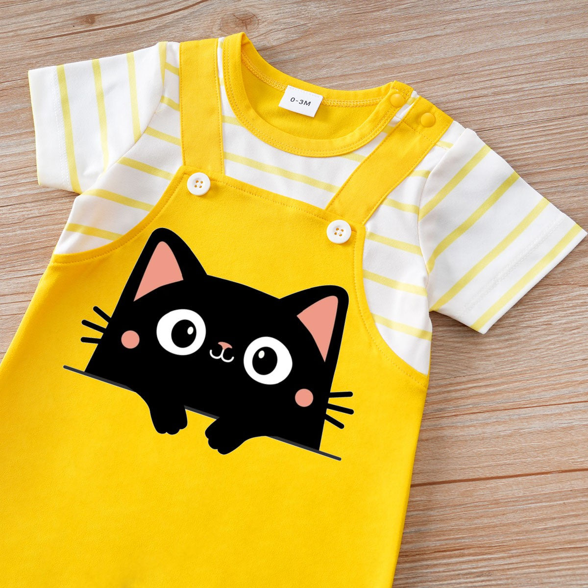IURNXB Newborn Baby Romper Summer Cat Printed Short Sleeve Stripe Jumpsuit Infant One Piece Outfit for Boys Girls Unisex 0-18M
