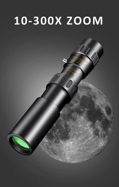 Telescópio com Zoom 10-300x40 HD 4K Binóculos Potentes Portáteis Longo Alcance Monocular Profissional BAK4-Prismático Para Caça e Acampamento