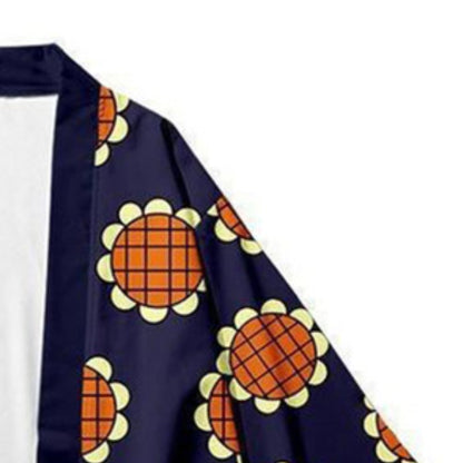 New Arrival Anime Luffy Cosplay Costume Summer Women Men Sunflower Printed Japanese Kimono Cardigan Monkey D Luffy Haori Cloak