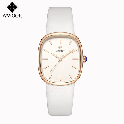 WWOOR New Reloj Fashion Women's Bracelet Watch Luxury Brand Elegant Dress Quartz Clock Waterproof Top Ladies Wristwatch Gift Box