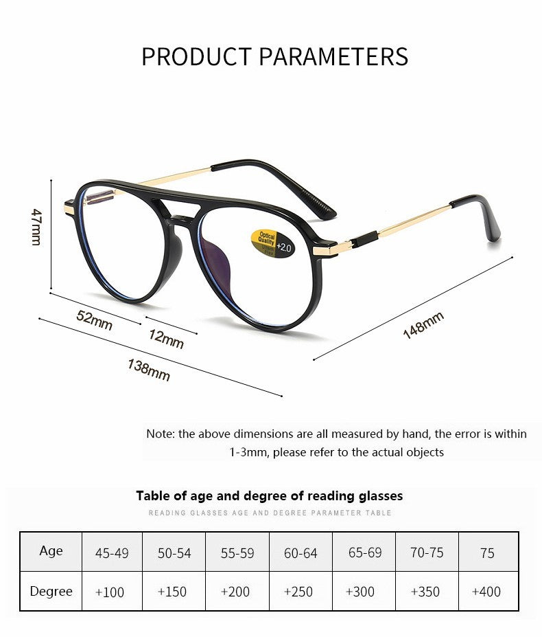 Transparent Frame Reading Glasses For Women Anti Blue Light Aviation Presbyopic Glasses For Men Polit Eyeglasses +1.00~+4.00