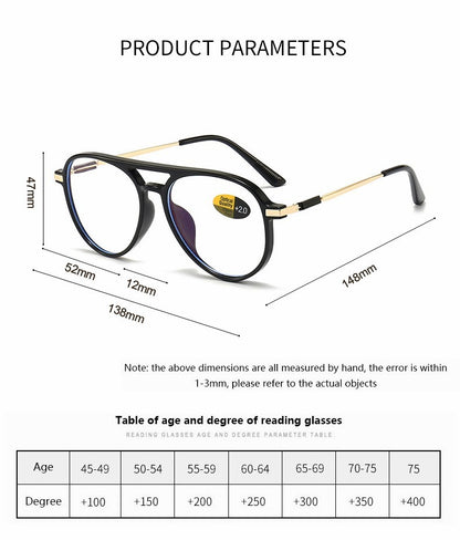 Transparent Frame Reading Glasses For Women Anti Blue Light Aviation Presbyopic Glasses For Men Polit Eyeglasses +1.00~+4.00