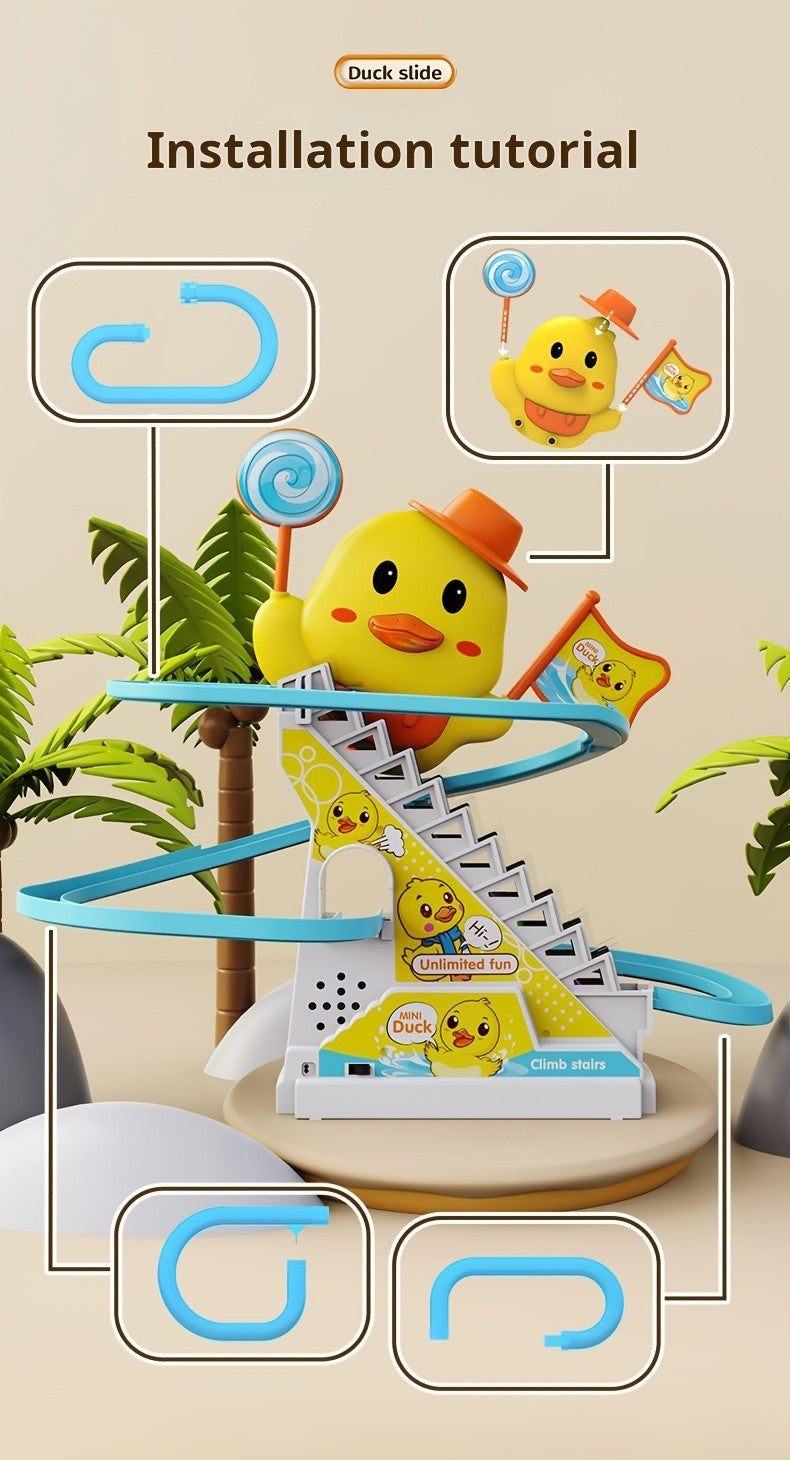 Brinquedos Musicais de Pato Subindo Escadas com Luzes e Música para Crianças Presentes de Aniversário Patinhos Brinquedos para Meninas