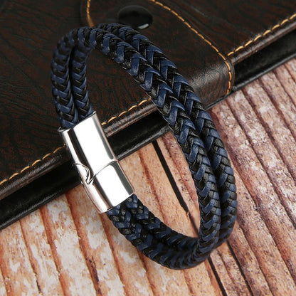Novos Braceletes e Pulseiras de Couro Genuíno 2025 para Homens e Mulheres Pulseira de Couro de Camada Dupla Joias Artesanais Masculinas Pulseras