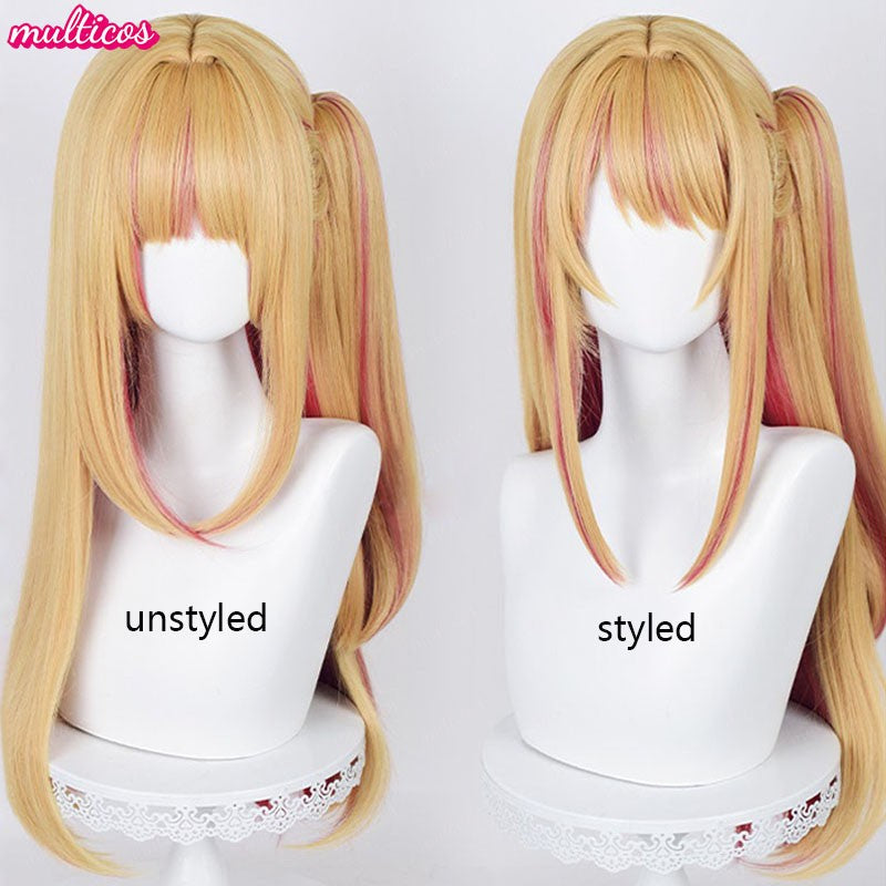 Peruca de Cosplay Oshi no Ko Hoshino Ai Hoshino Ruby Hoshino Akuamarin Arima Kana Peruca de Cosplay Cabelo Resistente ao Calor Perucas de Anime + Touca de Peruca