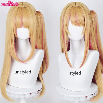 Peruca de Cosplay Oshi no Ko Hoshino Ai Hoshino Ruby Hoshino Akuamarin Arima Kana Peruca de Cosplay Cabelo Resistente ao Calor Perucas de Anime + Touca de Peruca