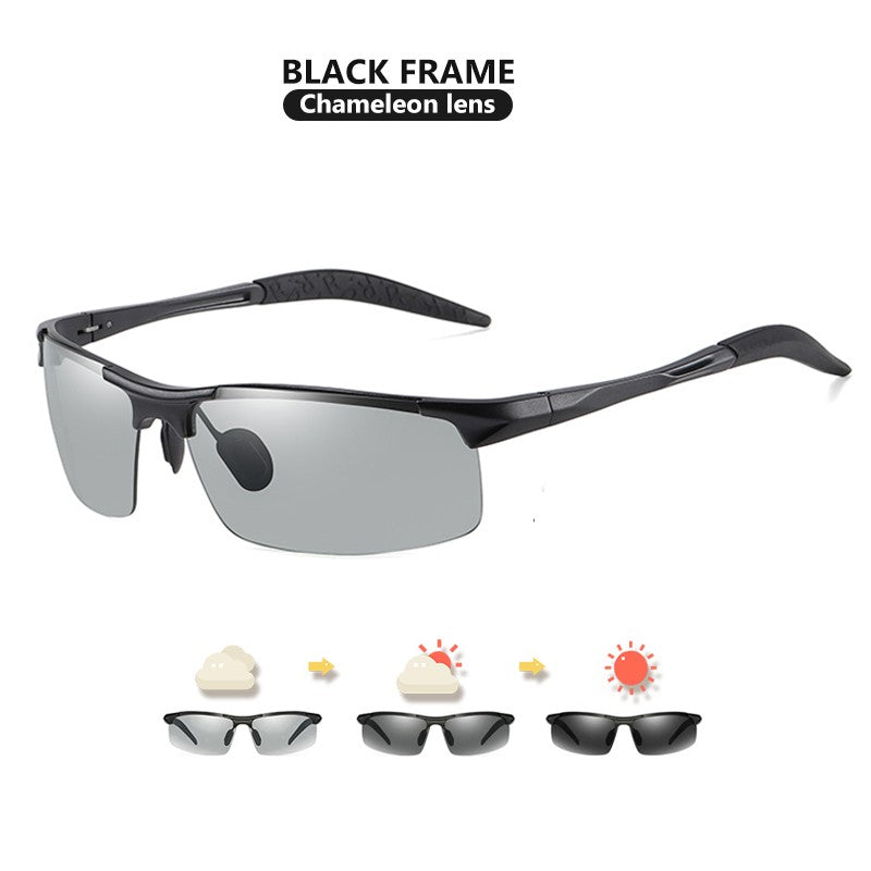 CoolPandas Óculos de Sol Fotocromáticos Masculinos Polarizados Sem Aro para Esportes ao Ar Livre Óculos de Condução Dia Noite Camaleão Óculos Masculinos