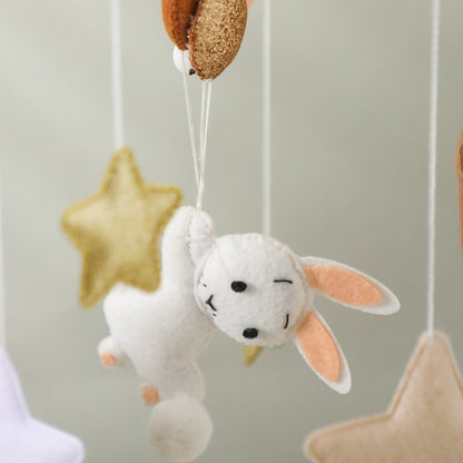 Móbile de Berço Musical de Dinossauro de Feltro e Madeira, Brinquedo de Chocalho Pendurado para Bebê, Brinquedos para Recém-Nascidos de 0 a 12 Meses, Suporte de Presente para Berço Infantil