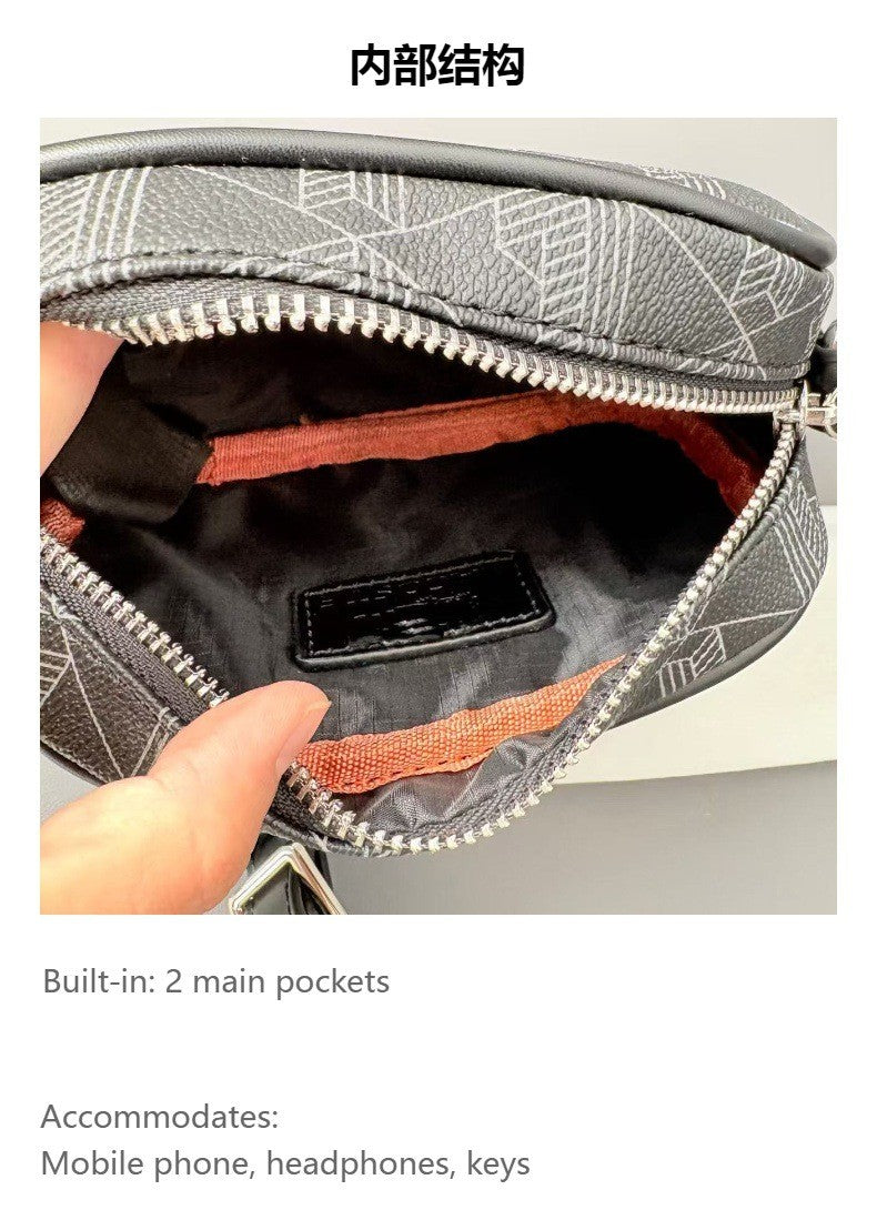 2025 new retro printed men's shoulder bag, casual and fashionable crossbody bag, horizontal version trendy men's crossbody bag