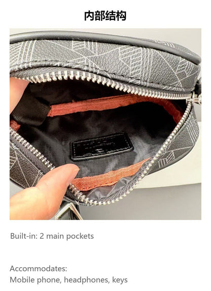 2025 new retro printed men's shoulder bag, casual and fashionable crossbody bag, horizontal version trendy men's crossbody bag