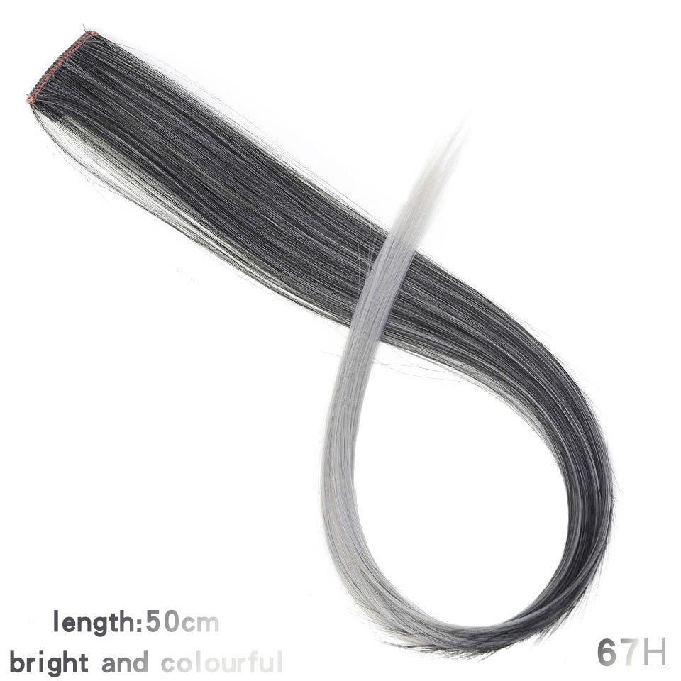 Todas as extensões de cabelo liso longo colorido peça de cabelo com clipe mecha de cabelo arco-íris rosa sintético em clipes