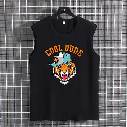 Men's Plus Size Vest Shirt 110-200KG Gym Workout Tummy Control Compression Tank Top Black Print Sleeveless Tee Fat Male Clothing