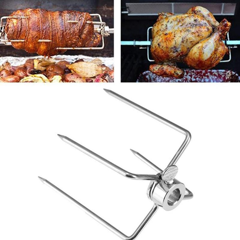 Rotating fix Fork Barbecue Skewer Oven Accessories Food Spit Grill Meat Grade Fork BBQ Forks Skewer Skewer Steel Tool Barbe U9S9