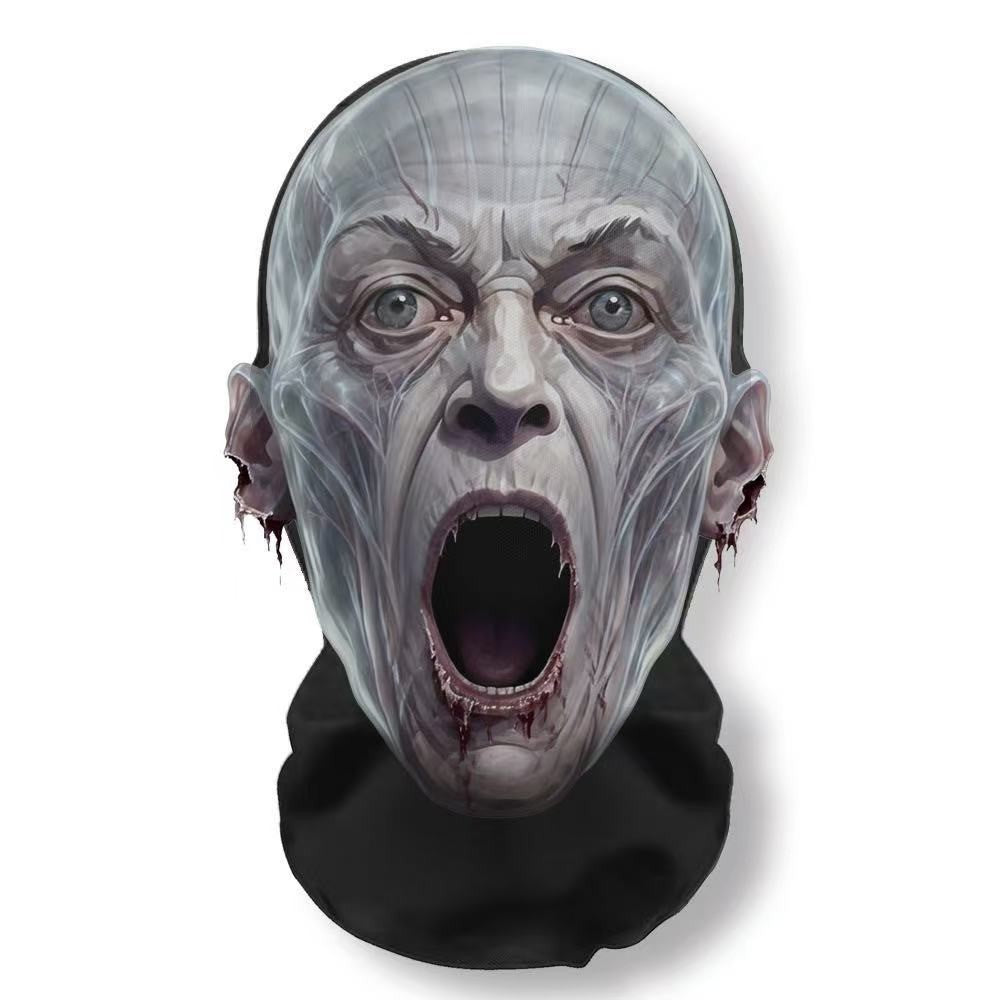 Realistic 3D Horror Skull Zombie Full Face Mask Breathable Mesh Headgear Cosplay Prop for Halloween Party Prank Carnival Costume