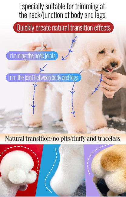 Fenice Tesoura para Tosar Pet Chunker Curva/Reta de 7.0 Polegadas com Dentes 3D Sem Marca de Aço VG10, Parafusos de Rolamento