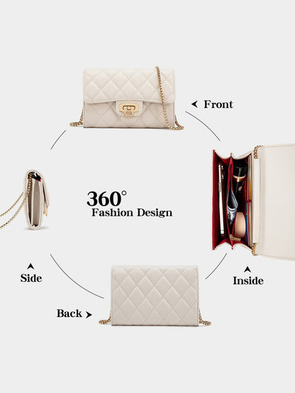 Stylish women's quilted handbag/wallet highquality PU leather crossbody bag casual portable versatile women's clutch