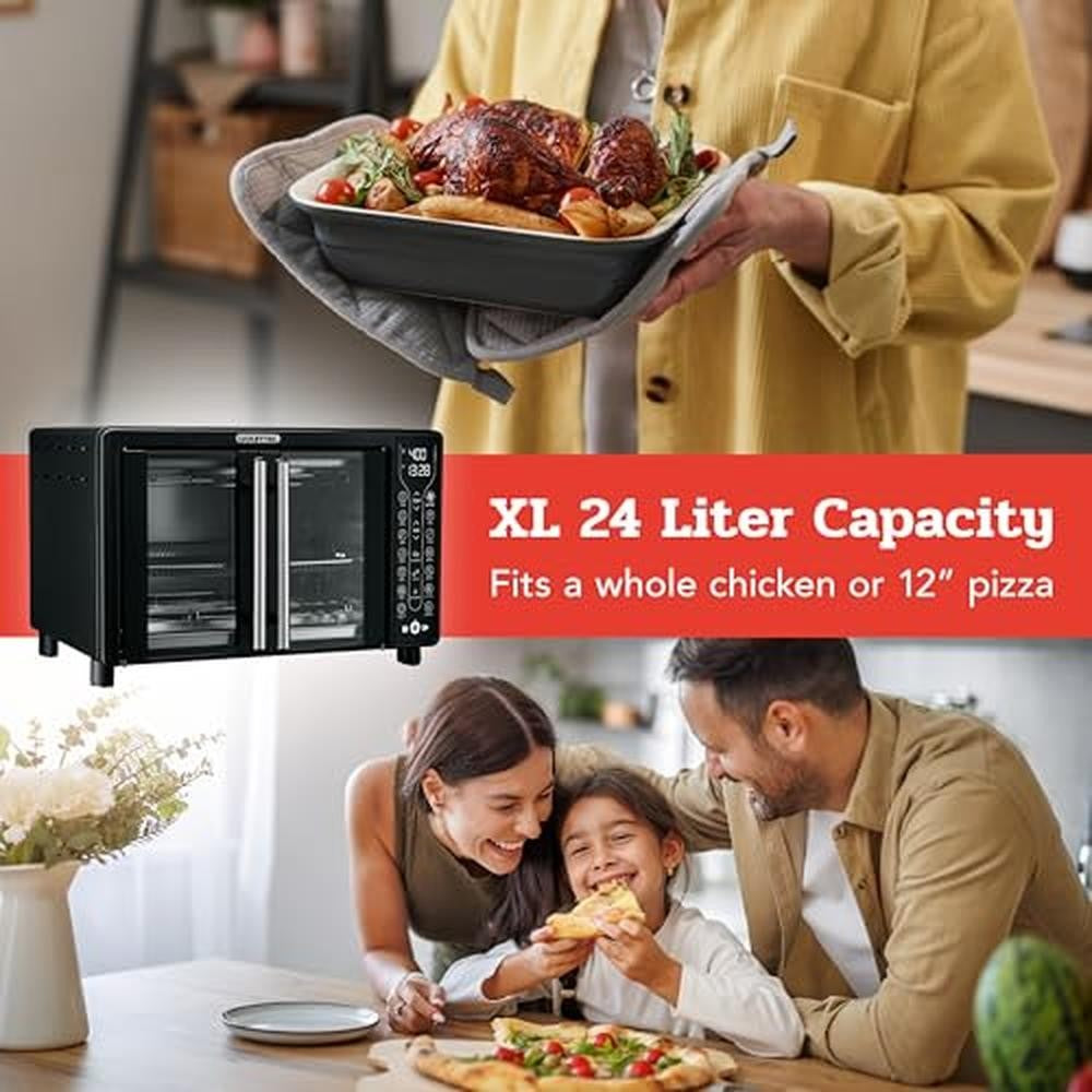 Fritadeira de Ar Elétrica 17-em-1 Forno Combo 1700W Porta Francesa Panela Digital Eletrodoméstico Gourmet