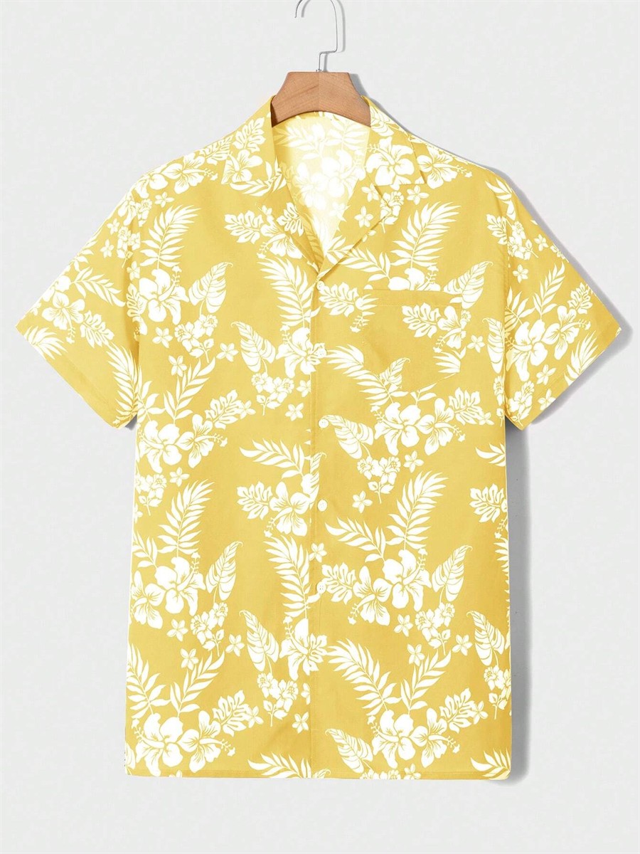 Summer men's new tropical 3D printing lapel short-sleeved shirt Hawaiian casual daily wearing large size XS-5XL