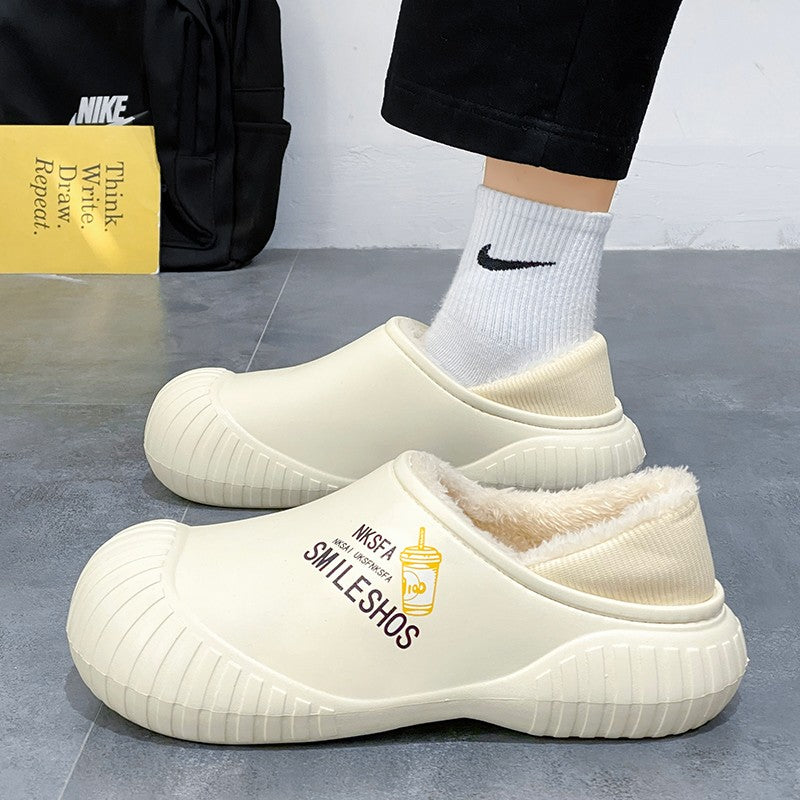 Men Winter Warm Slippers Couple House Cotton Shoes Outdoor EVA Fur Shoes Plush Slippers Home Bedroom Shoes Big Size Slides 39-44