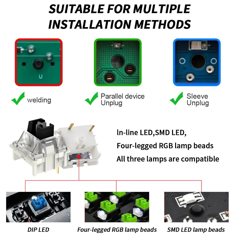 Switch Outemu Teclado Mecânico 3 Pinos Clicky Linear Tátil Silencioso RGB LED SMD Compatível com MX Switch para Jogos