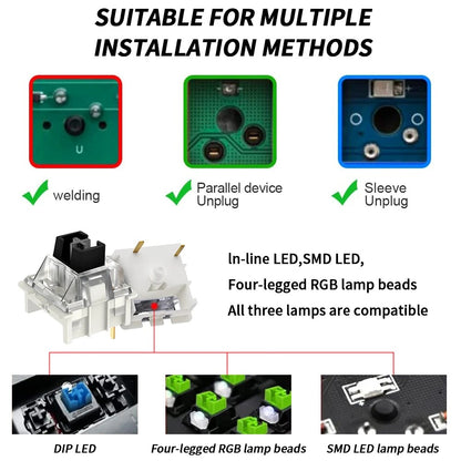 Switch Outemu Teclado Mecânico 3 Pinos Clicky Linear Tátil Silencioso RGB LED SMD Compatível com MX Switch para Jogos
