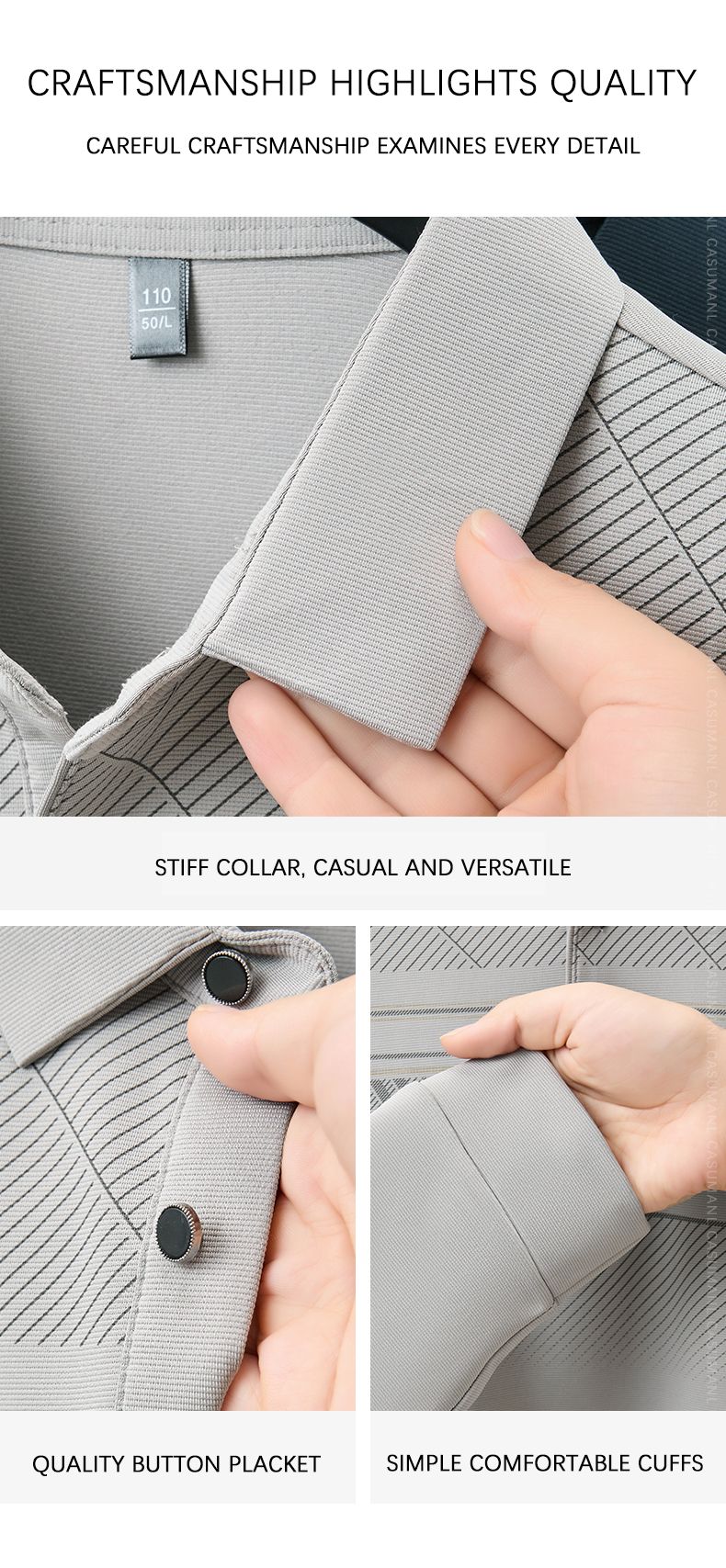 TFETTERS Elegant T Shirt for Man 2025 Spring Autumn Tops Long Sleeve Turn Down Collar Graphic Smart Casual T-shirt for Men