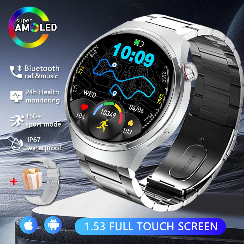 Smartwatch Esportivo Watch 4 Pro Masculino Tela AMOLED HD 360*360 Frequência Cardíaca Chamada Bluetooth IP68 À Prova D'água Música Novo SmartWatch 2025