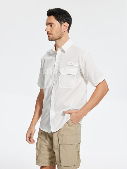 Men's UPF 50+ Short Sleeve Sun Protection Fishing Shirts, Rashguard Casual Button Down Fishing Hiking Shirt with Breathable Mesh