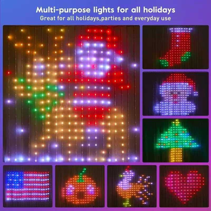 DC5V WS2812 Fairy Lights Curtain Led String RGBIC Led String Light Decor Dimmable Bluetooth APP Control for DIY Christmas Party
