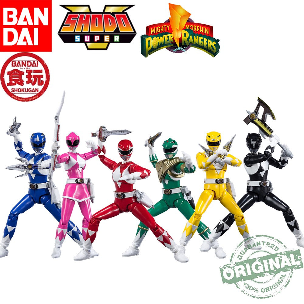 Em Estoque Bandai Original Shodo Super Kyouryuu Sentai Zyuranger Power Rangers Colecionáveis Bonecos de Ação Modelo de Brinquedo