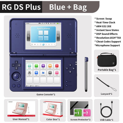 Anbernic RG DS Plus Retro Handheld Game Console 4.3" IPS Dual Screens Linux 16GB 4000mAh DS Plus Streaming Portable Games Player