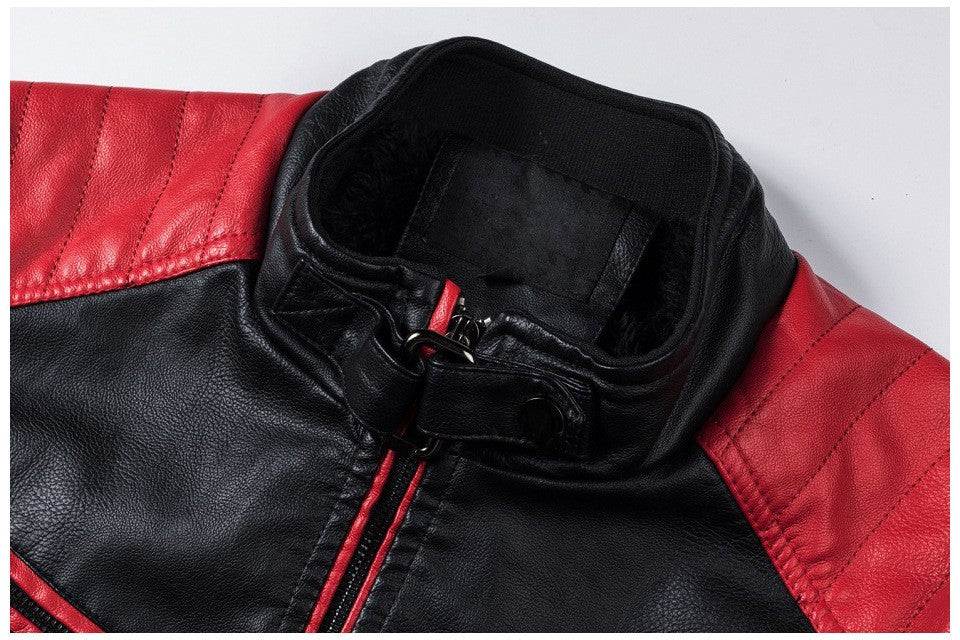Men's Vintage Biker Leather Jacket Autumn Winter Retro Stand Collar Motorcycle PU Coat Warm Windproof Fashion Casual Jacket