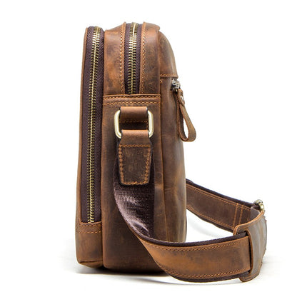 CONTACT'S Genuine Leather Men's Messenger Bag Vintage Sling Shoulder Bags for 7.9" iPad Mini High Quality Male Crossbody Bag Men