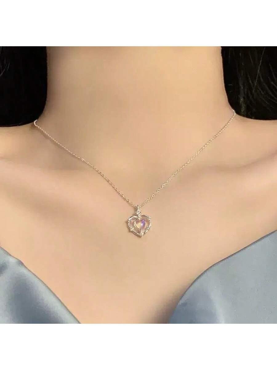 Women's Opal & CZ Heart Pendant Necklaces - Vintage Styles, Holiday Jewelry Gifts