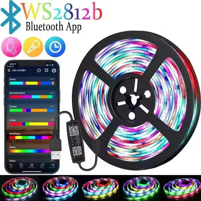 Ws2812B Rgbic Led Strip Light 5V Usb Wall Room Rgb String Tape Remote App Bluetooth Control 1-30M Adressable Ribbon Lamp Diode