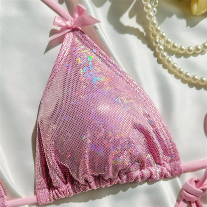 Yellow Halter String Triangle Micro Bikini Thong Solid Swimwears Micro Thong Sexy Swimsuit Women Bathing Suit Bikinis Sets 2025