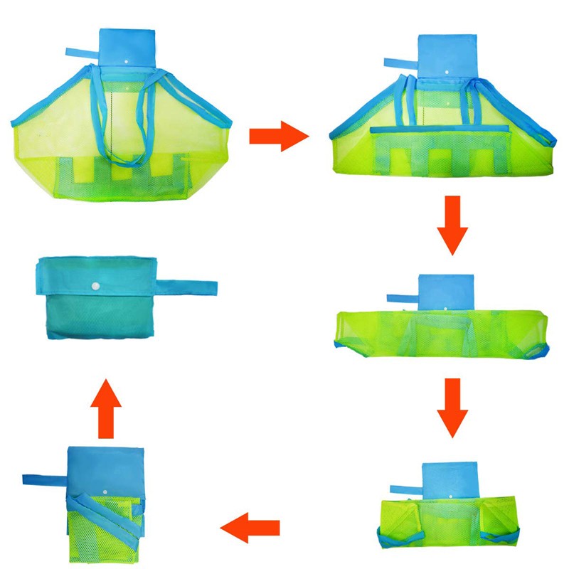 2PCS Beach Toys Mesh Bag Large Mesh Sand-Away Portable Tote With Convenient Hanging Hole Breathable Foldable Storage For Toys