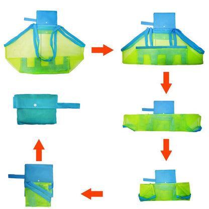 2PCS Beach Toys Mesh Bag Large Mesh Sand-Away Portable Tote With Convenient Hanging Hole Breathable Foldable Storage For Toys