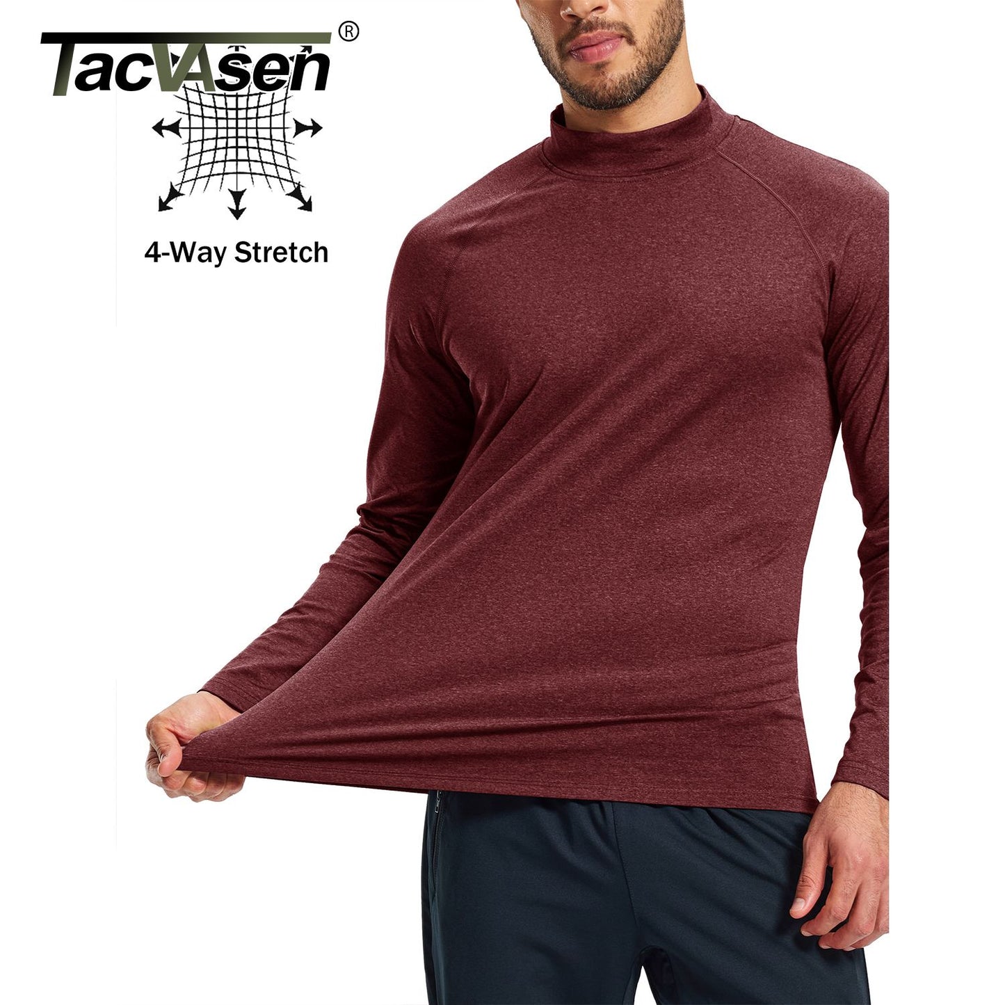TACVASEN Men's Thermal Shirts Long Sleeve Micro-fleece Fleece Lined Base Layer Undershirts Athletic Warm Winter Workout Top