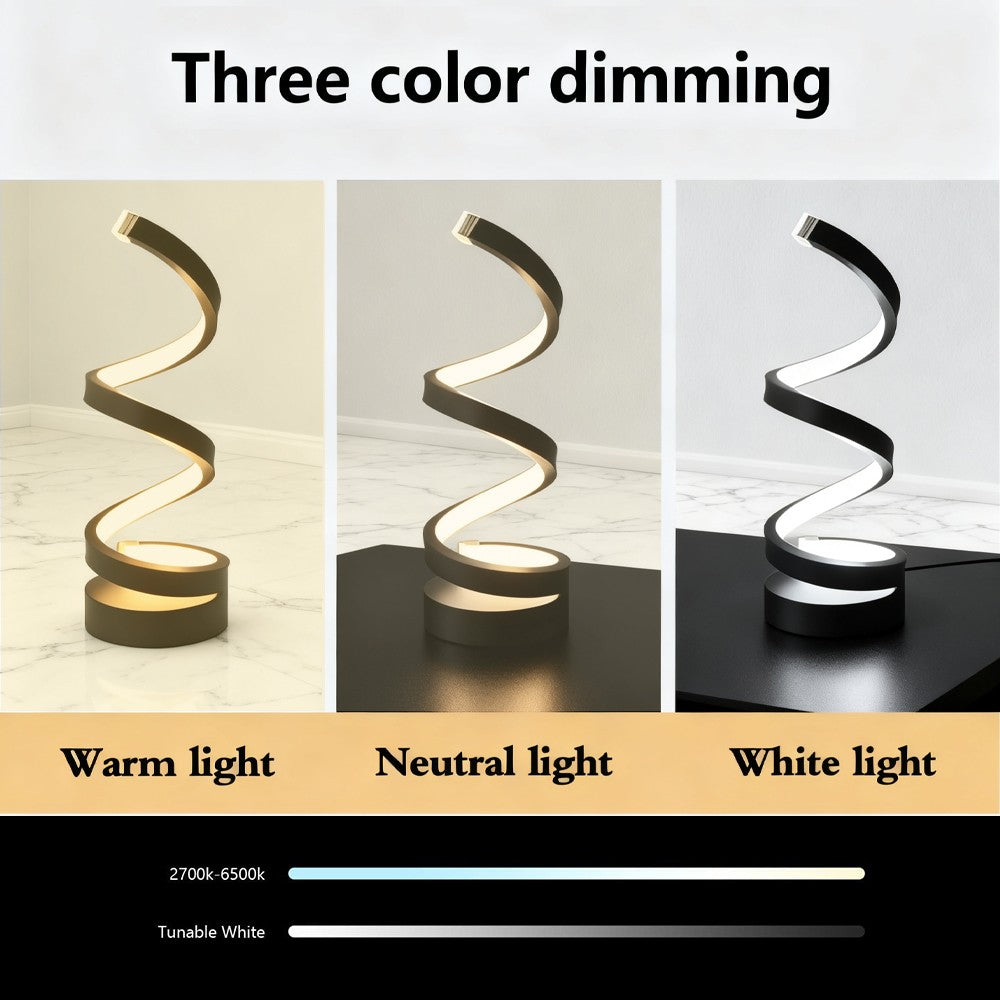 Modern Spiral Table LED Night Light Dimmable Table Lamp Living Room Bedside Lamp RGBW Study Office Bedroom Decoration