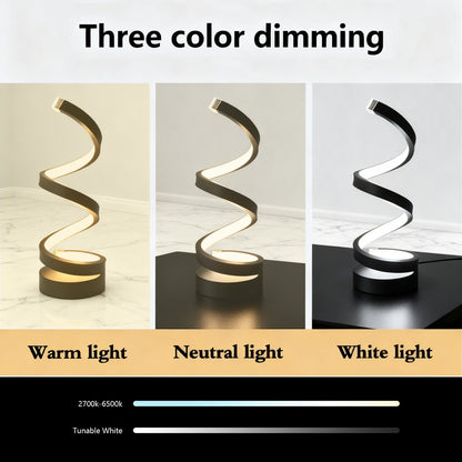Modern Spiral Table LED Night Light Dimmable Table Lamp Living Room Bedside Lamp RGBW Study Office Bedroom Decoration