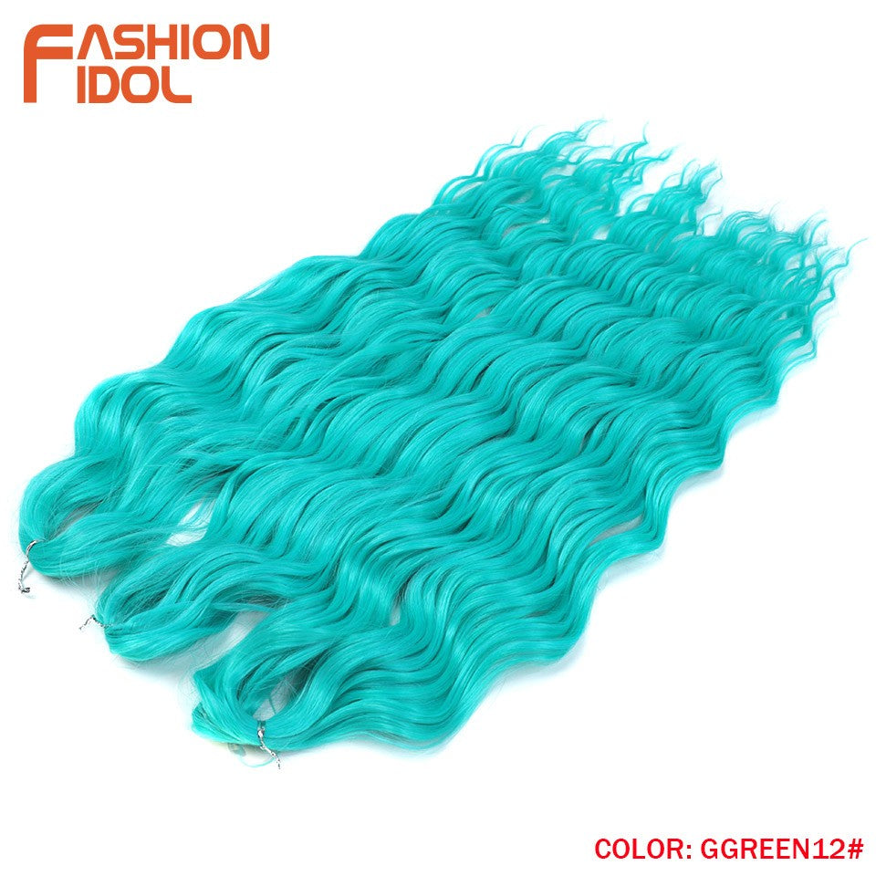 FASHION IDOL Cabelo de Crochê Torção Laranja Extensões de Cabelo Trançado de Onda Profunda Sintética Cabelo Onda de Água 24 Polegadas Fibra Resistente ao Calor