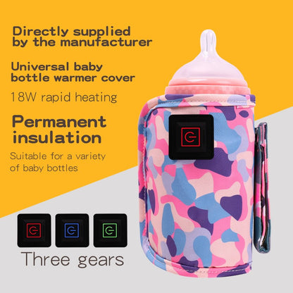 USB Charging Bottle Warmer, Compact Insulated Heating Bag for Diaper Bags, Quick Formula Warming for Outdoor Activities